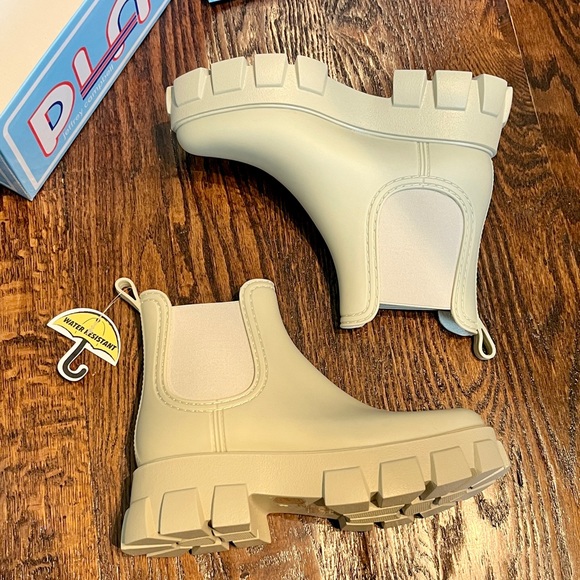 JEFFREY CAMPBELL Cream Play Pleu Rain Boots 8M Chunky Platform Ankle Chelsea NEW - Picture 3 of 7